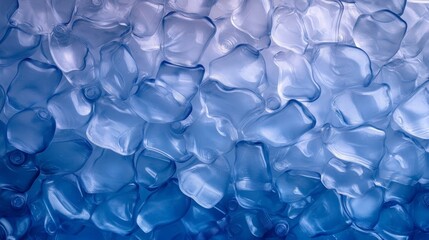 Abstract Blue Plastic Bottle Background Texture Recyclable Material Close Up