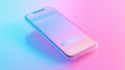 Modern smartphone showcases vibrant messenger chat on a colorful background with bright blue and pink hues during evening hours. Generative AI