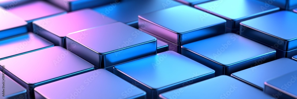 Poster abstract background of blue and violet gradient cubes, representing modern technology