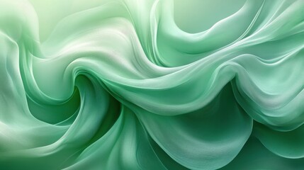 Obraz premium A flowing fabric texture in soft green tones, evoking calmness and elegance.