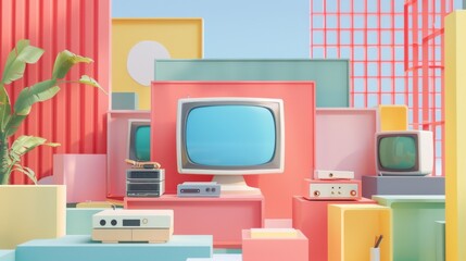 Retro Aesthetic Interior Design with Vintage TV