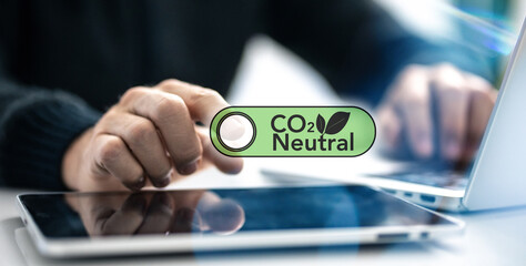 Climate neutral long term strategy. Balance co2 limit global warming..Net zero action, green concept