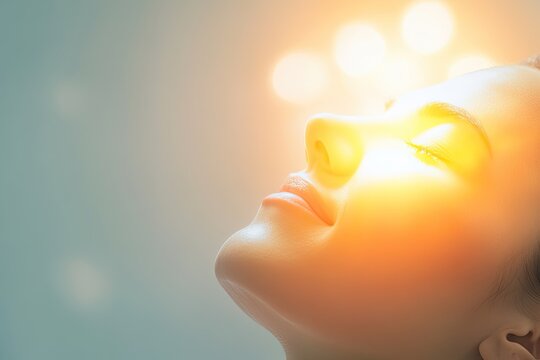 client receiving relaxing facial massage under soft ambient lighting glow emphasizing smooth skin tones