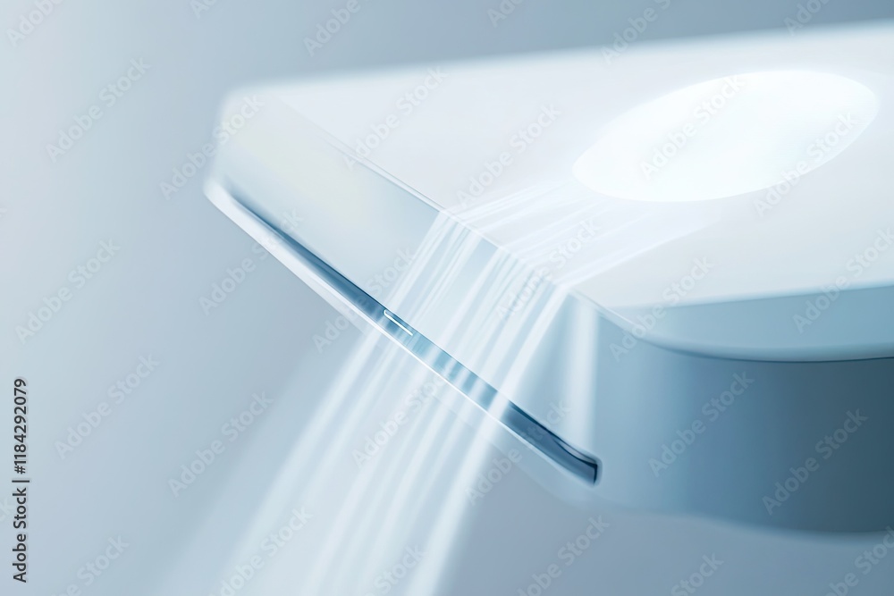 Poster close-up of digital assistant hologram projected from sleek device emphasizing ai integration