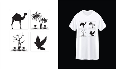 Vector Illustration With Palms, Sunset and Birds for T-Shirt Print | Miami Vibes Summer Graphic summer Hand Drawn Palm tree sunset beach, vintage tropical retro beach t shirt design, vector palm beach