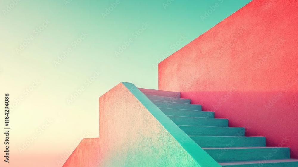 Poster creative gradient transitioning from soft pink to vibrant turquoise creating dynamic and artistic ef