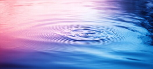 Abstract gradient background with blue and pink tones, circular ripples, grainy texture, and blurry effect. Soft, dreamy atmosphere.
