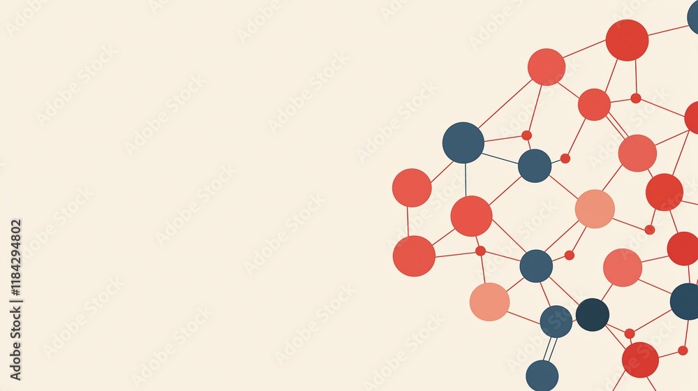 Aufkleber networking event professional invitation featuring interconnected geometric pattern with red and blu