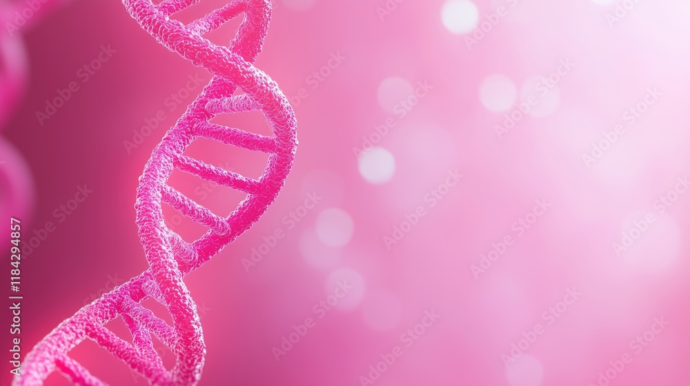 Poster molecular dna structure on pink abstract background with soft lights and bokeh effect for science ed