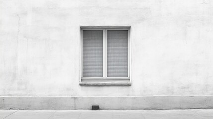 Fototapeta premium Single window on a white wall.