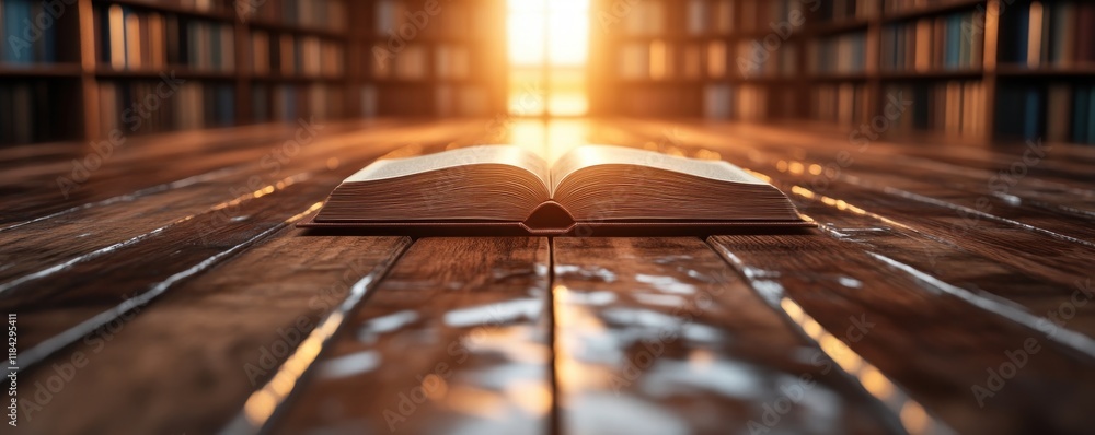 Poster explore a serene library filled with the energy of learning, each book radiating a distinct skillset