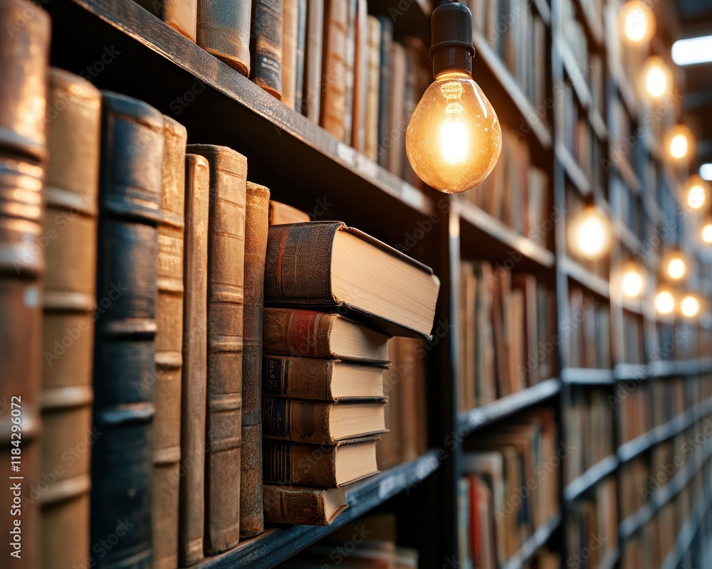 Poster visualize your professional journey with our unique library photo concept a library where each shelf