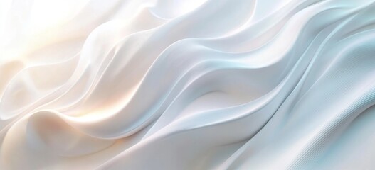 Fototapeta premium Abstract white background with colorful wavy lines, soft edges, and blurred details. Cinema 4D style with flowing curves, smooth shapes, and gradient colors.