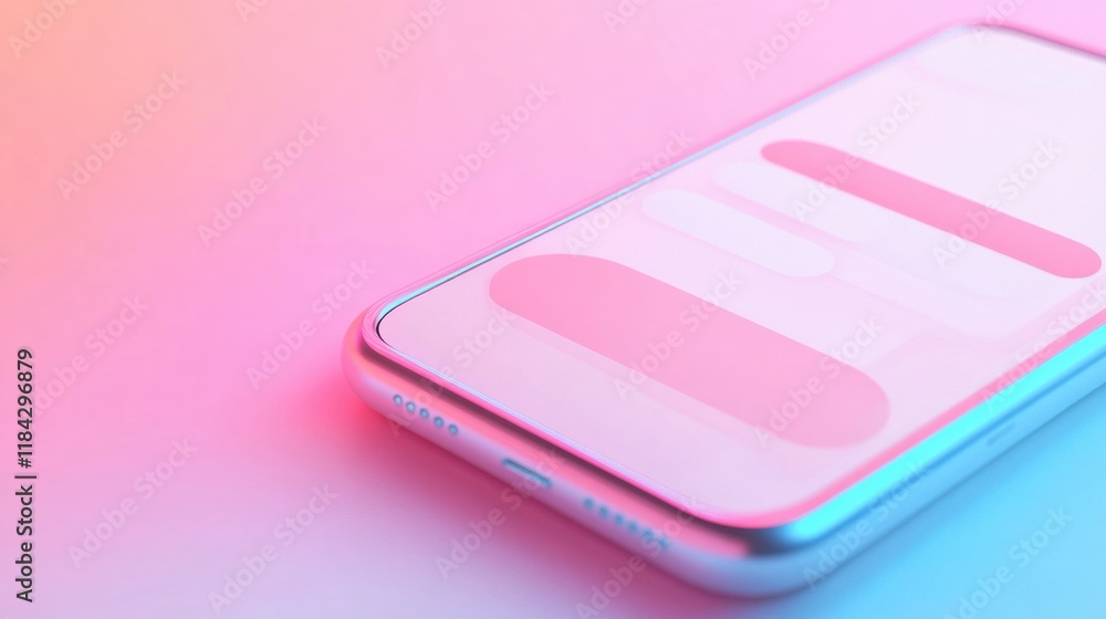 Poster modern smartphone close up showcasing a messenger chat in vibrant colors. generative ai