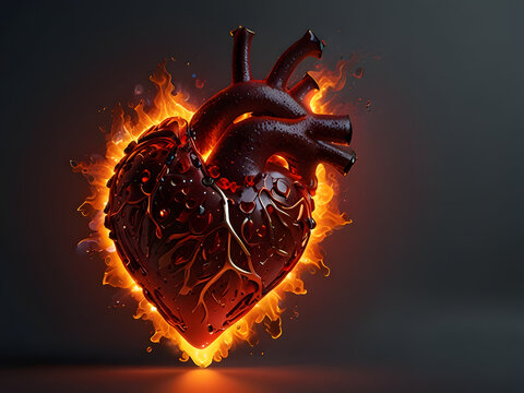 "The Burning Desire" Concept: A heart engulfed in flames on the poster, with real red gemstones embedded inside the heart. Real Items: Red or ruby-like gemstones. Lighting: Pulsing orange LEDs