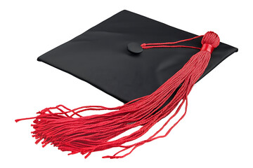 graduation cap with a red tassel on white background.PNG
