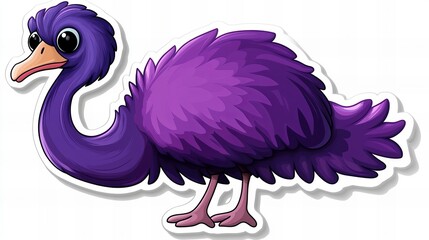 Obraz premium Adorable purple emu cartoon illustration. Perfect for kids' projects!