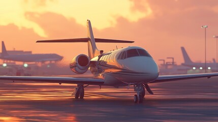 Private Jet at Sunset: Luxury Travel and Aviation