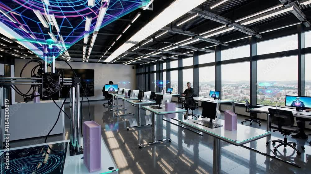 Leinwandbilder modern technology lab showcases advanced virtual reality and data visualization techniques in a futu