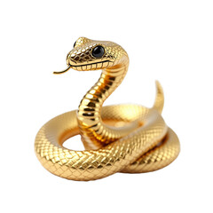 Fototapeta premium A majestic serpent, its scales glistening like gold, coiled and ready to strike