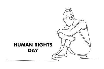 International Human Rights Day Concept. Single line draw design. Full length animation illustration. High quality 4k footage.