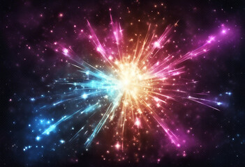Fototapeta premium Dazzling explosion of light that looks like a dynamic burst of fireworks or a cosmic event.
