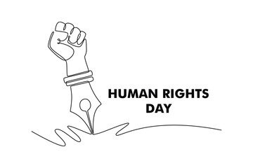 International Human Rights Day Concept. Single line draw design. Full length animation illustration. High quality 4k footage.