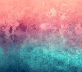 Fototapeta premium Aqua and plum gradient blending into turquoise and coral tones. Subtle pastel spray and foil shimmer highlights.