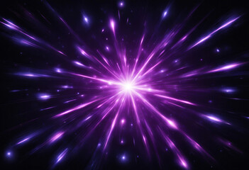 Striking starburst of light with purple, violet, and white rays shooting out from the center, giving it a cosmic explosion feel.