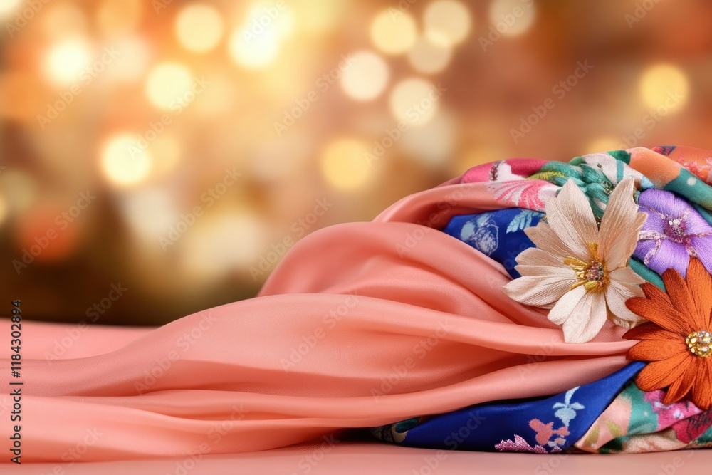 Poster this is an image of colorful fabric, not a graduation cap it shows a close-up of draped material in 