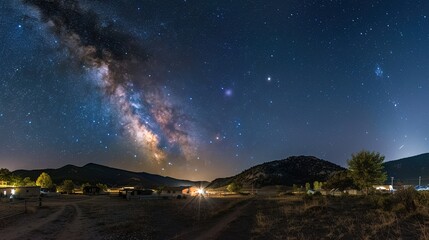 Panorama milky way galaxy with stars and space dust in the universe 