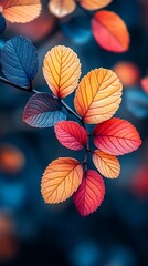 Fototapeta premium Vibrant Autumn Leaves Branch Colorful Nature