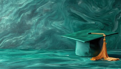 Capture the essence of academic achievement with this close-up of a graduates cap, adorned with inspiring quotes, symbolizing motivation and personal growth A testament to dedication and