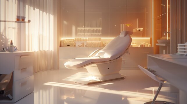 Serene Medical Spa Reception Area with Modern Treatment Chair.