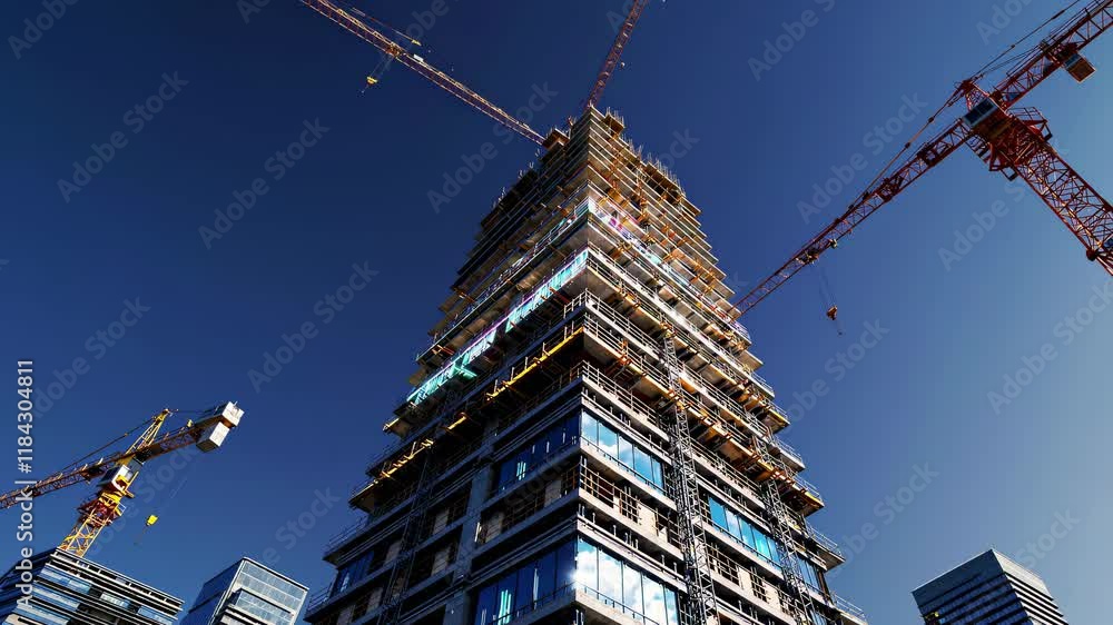 Aufkleber innovative building construction transforms skyline with cutting-edge technology