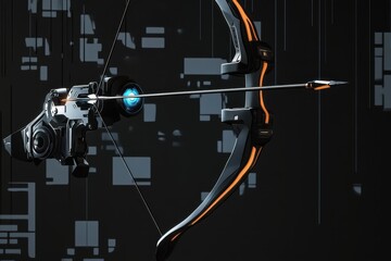 Naklejka premium Futuristic bow and arrow design with advanced technology and sleek aesthetics