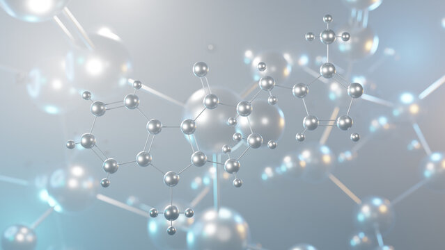 ondansetron molecular structure, 3d model molecule, 5-ht3 receptor antagonists, structural chemical formula view from a microscope
