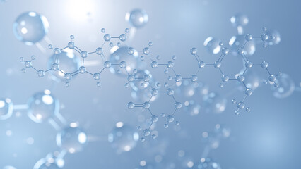 reserpine molecular structure 3d, antihypertensive agent, structural chemical formula view from a microscope