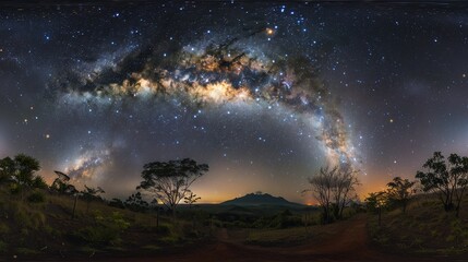 Fototapeta premium Panorama milky way galaxy with stars and space dust in the universe 