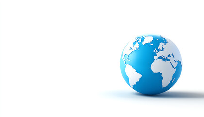Fototapeta premium A blue globe illustration symbolizing the Earth, highlighting continents with a clean, modern design on a white background.