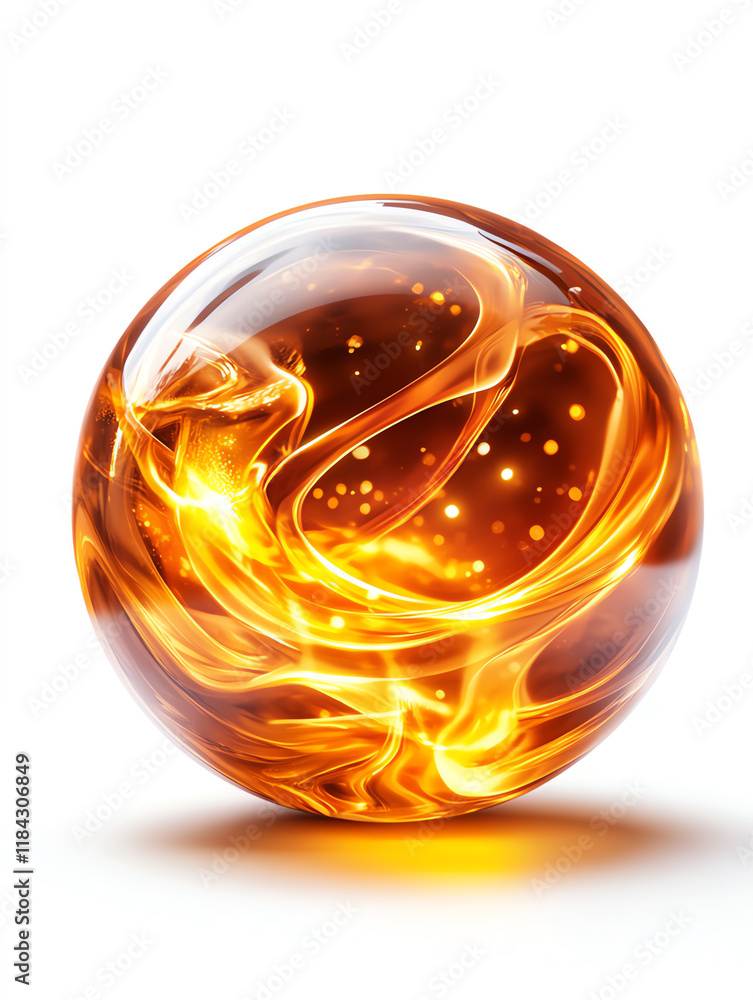 Aufkleber a captivating amber orb with swirling light patterns, radiating warmth and intrigue for artistic and