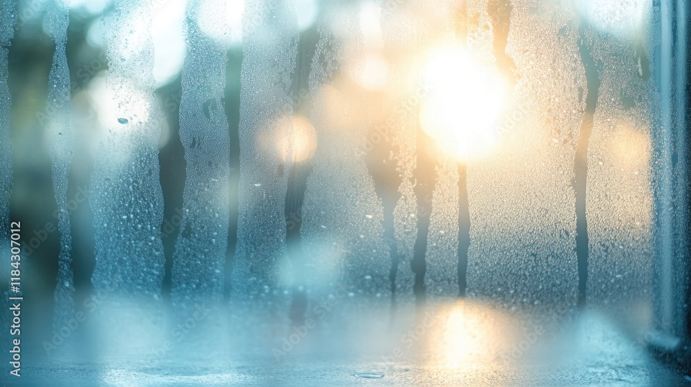 Poster serene image of light softly diffused through frosted glass creating subtle gradients and calming pa