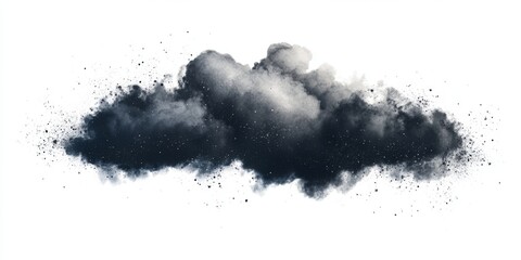 Fototapeta premium Watercolor Illustration of a Black Cloud with Glitter, Isolated on White Background. Mystical and Sparkling Cloud Art.