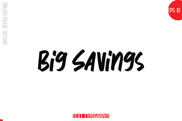 Big Savings. Special Offer Text Banner Design Typography Template