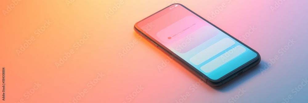Leinwandbilder close up view of a modern smartphone displaying a colorful messenger chat interface in a creative se