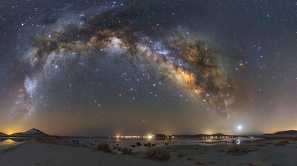 Panorama milky way galaxy with stars and space dust in the universe 