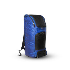 black and blue cricket kit bag isolated on white background
