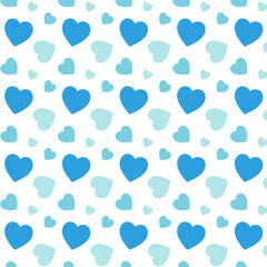 Seamless pattern with blue hearts.Cute heart repeat pattern isolated on white background for happy Valentine's Day.Vector graphic illustration.Sweet love background.