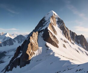 Massive mountain peak with snow-capped summit , wilderness, glacier, ice