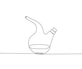 Chemical Dropper, test tubes, volumetric flask, beaker, chemistry lessons one line art. Continuous line drawing of knowledge, cognition, school, education university
